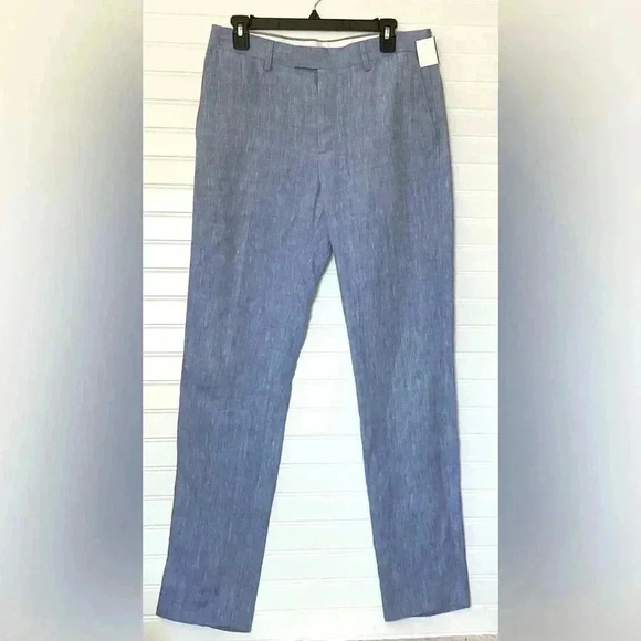 Banana Republic Tapered Fit 100% Linen Blue Pants Size 30X32 Trousers Career - Picture 1 of 12